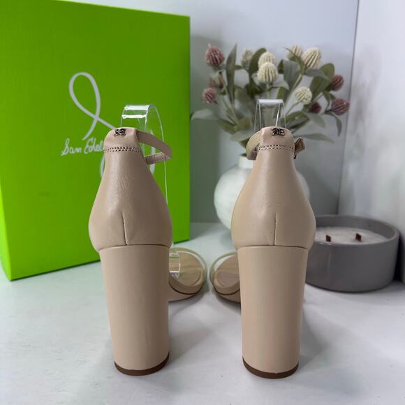 Sam Edelman Yaro Ankle Strap Block Heel Sandal Buckle Almond Women's 9.5 M - Picture 4 of 11